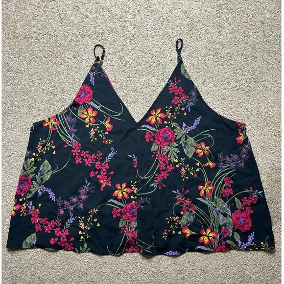 Women’s size 3X BP. Black floral v-neck tank top dressy blouse multicolor - Picture 1 of 5